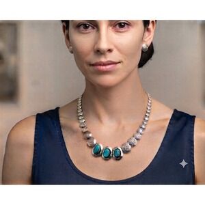 Navajo Turquoise‎ Concho Saucer Reversible Necklace Set Jewelry**